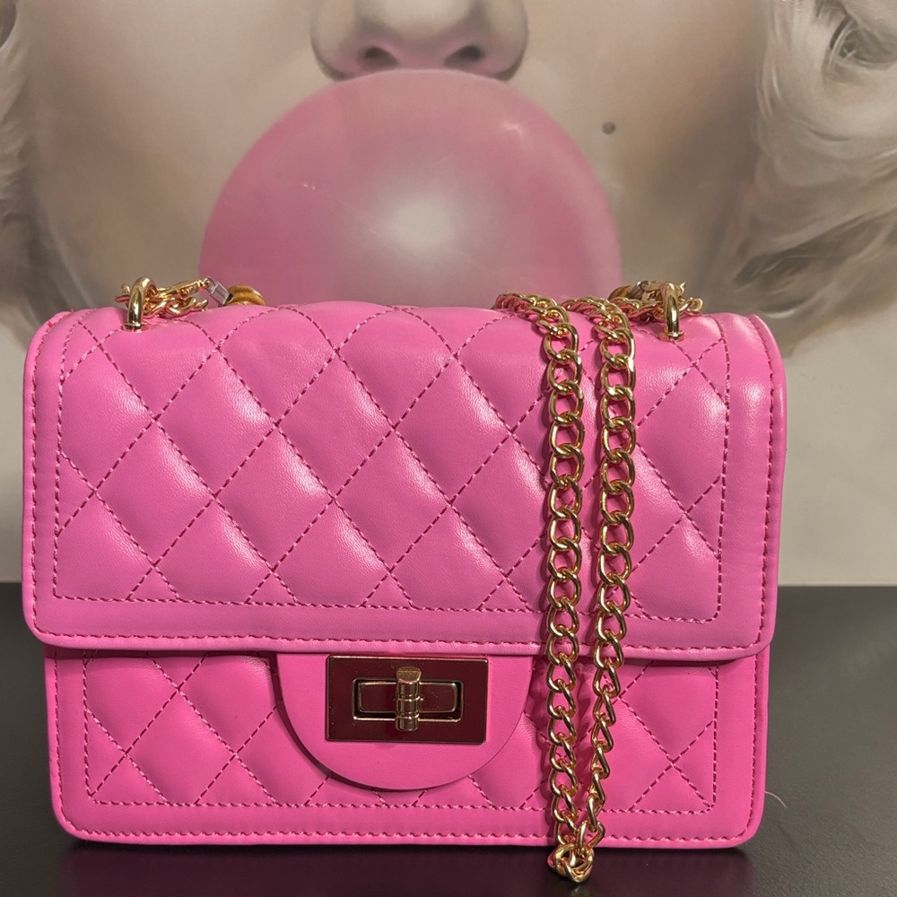 Pink Quilted Chain Shoulder Bag